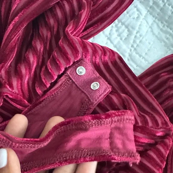 LULUS Always Alluring Burgundy Striped Velvet Cutout Bustier Bodysuit XS - Picture 12 of 12